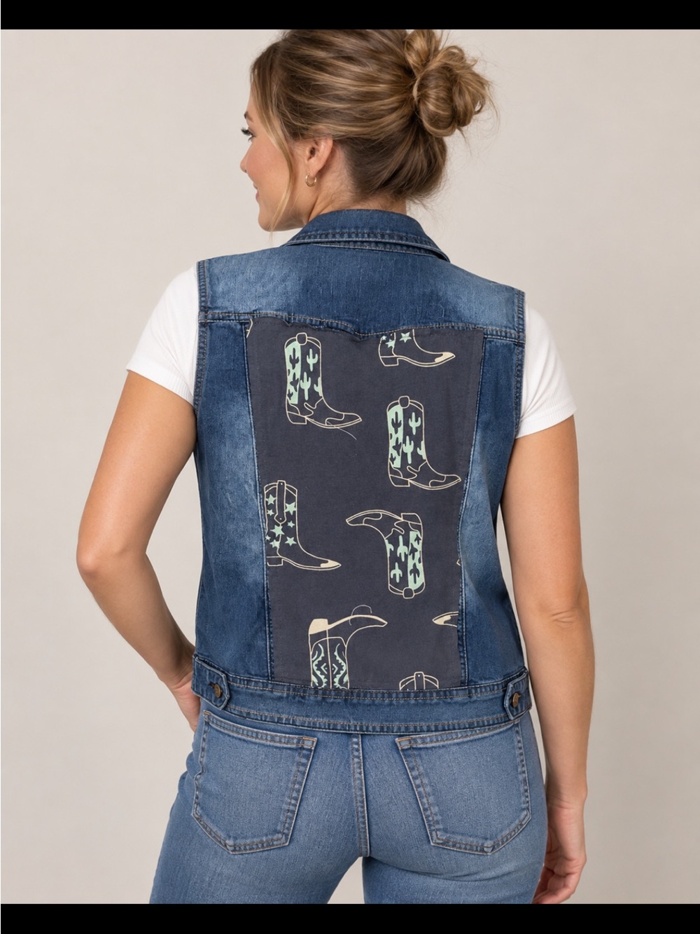 Indigo Rein Western Cowboy Boot Denim Vest Women’s M